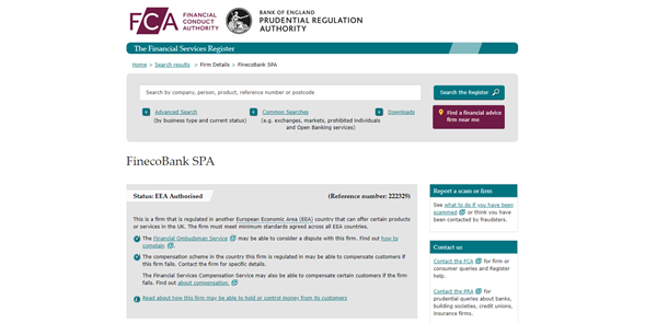 Regulación Fineco Bank Fineco Bank regulation